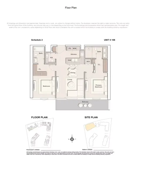 Costa Mare: Floor plan Type 106 | Tower II, 1,098 sq ft