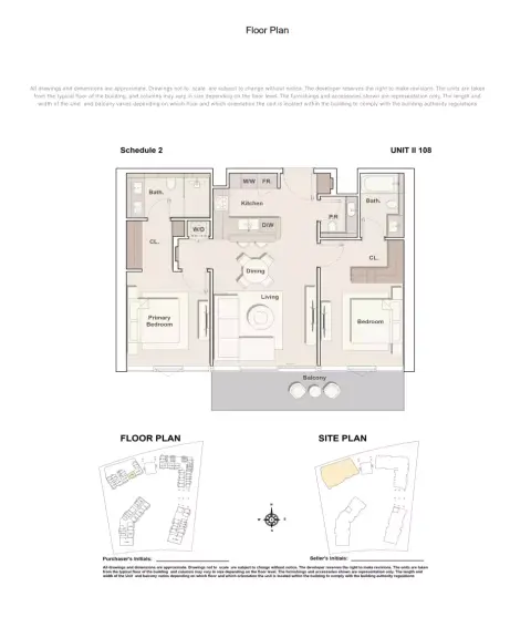 Costa Mare: Floor plan Type 108 | Tower II, 1,096 sq ft
