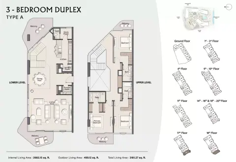 Costa Mare: Floor plan Type A | Tower II, 3,181 sq ft