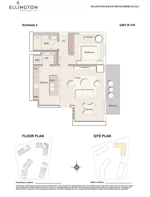Costa Mare: Floor plan Type 310 | Tower III, 882 sq ft