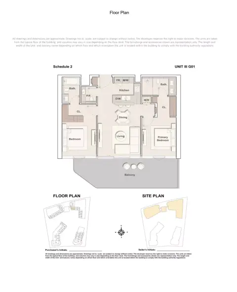 Costa Mare: Floor plan Type G01 | Tower III, 1,261 sq ft