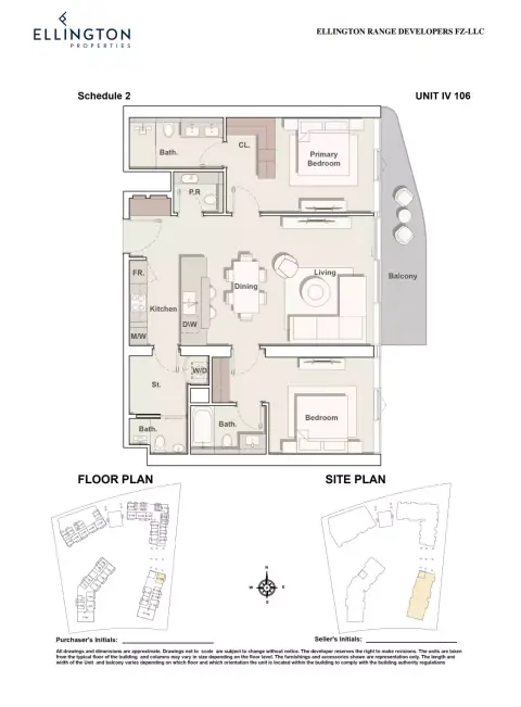 Costa Mare: Floor plan Type 106 | Tower IV, 1,235 sq ft