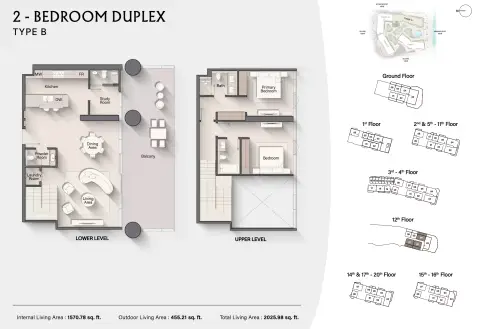 Costa Mare: Floor plan Type B | Tower IV, 2,025 sq ft