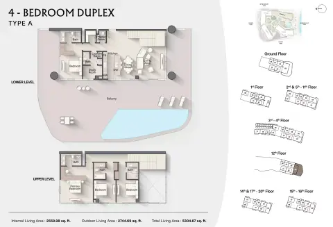 Costa Mare: Floor plan Type A | Tower IV, 5,304 sq ft