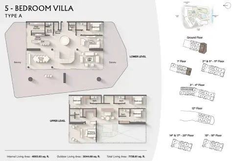 Costa Mare: Floor plan Type A | Tower IV, 7,738 sq ft