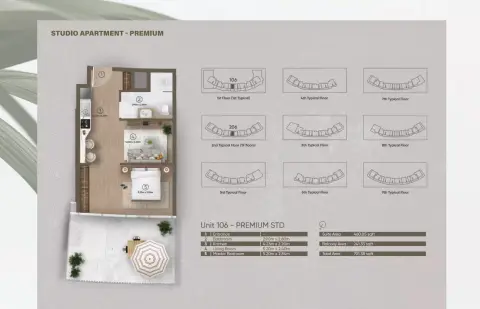 Azure: Floor plan Type 2, 701 sq ft