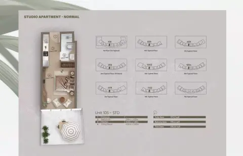 Azure: Floor plan Type 1, 496 sq ft