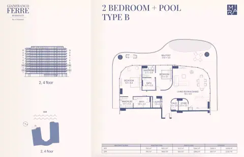 Gianfranco Ferré Residences: Plattegrond Type B, 3,226 sq ft