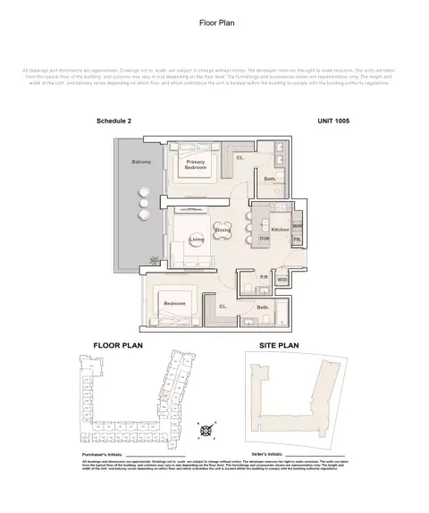 Playa Del Sol: Планировка Type 1005, 1,116 sq ft