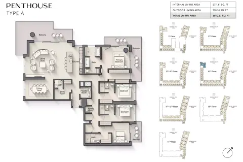 Playa Del Sol: Планировка Type A, 3,550 sq ft