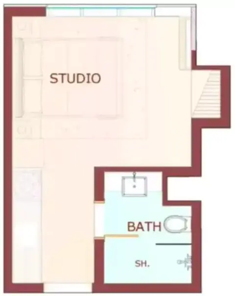 Playa Viva: Floor plan Type A, 333 sq ft