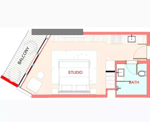 Playa Viva: Floor plan Type E, 388 sq ft