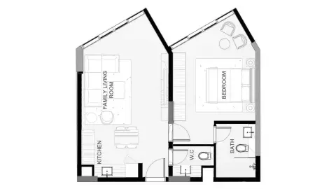 Playa Viva: Floor plan Type C, 613 sq ft