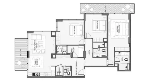 Playa Viva: Floor plan Type A + Maid, 1,646 sq ft