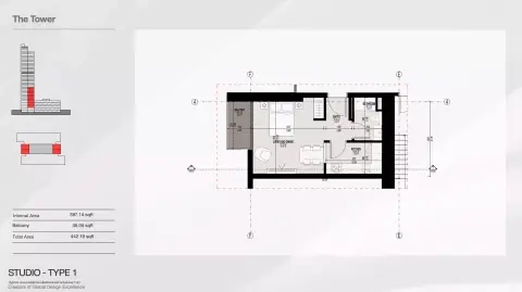 Altura: Floor plan Type 1, 442 sq ft