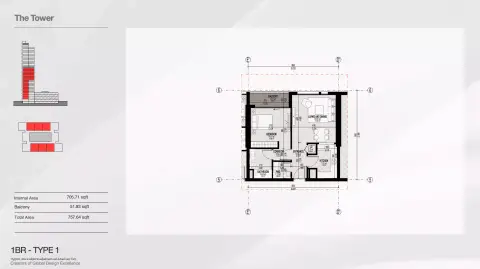 Altura: Floor plan Type 1, 757 sq ft