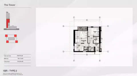 Altura: Floor plan Type 2, 744 sq ft