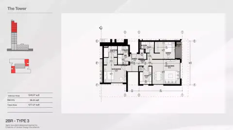 Altura: Floor plan Type 3, 1,277 sq ft