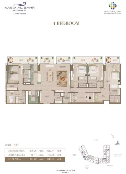 Nasim Al Bahr Residences: Floor plan Type 2 - 4 BR, 3,710 sq ft