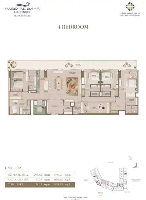 Nasim Al Bahr Residences: Floor plan Type 2 - 4 BR, 3,855 sq ft