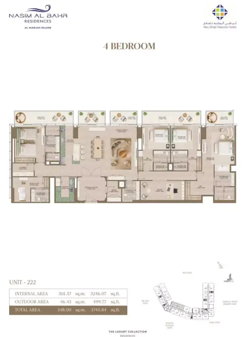 Nasim Al Bahr Residences: Floor plan Type 1 - 4 BR, 3,745 sq ft