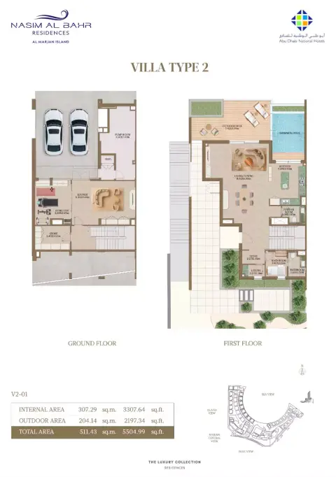 Nasim Al Bahr Residences: Floor plan Type V2-01, 5,504 sq ft