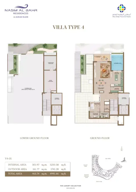 Nasim Al Bahr Residences: Floor plan Type V4-01, 4,991 sq ft