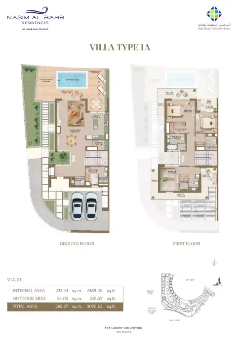 Nasim Al Bahr Residences: Floor plan Type V1A-01, 3,070 sq ft