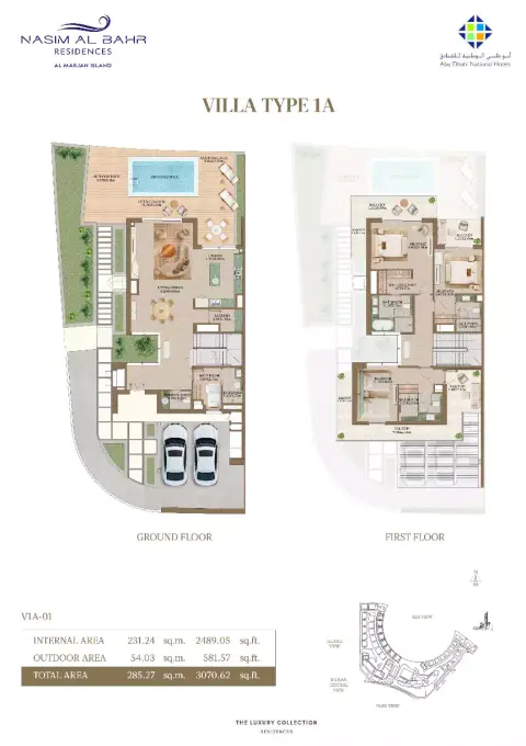 Nasim Al Bahr Residences: Floor plan Type V1B-01, 3,078 sq ft