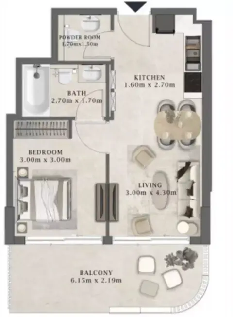 Arthouse Residences: Floor plan Type 219B, 606 sq ft