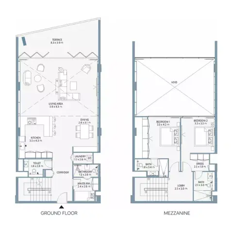 Beach House: Type 1, 2,323 sq ft 户型图