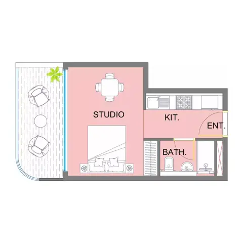 Colibri Views: Floor plan Type 1, 410 sq ft