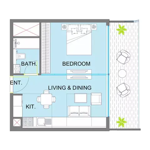 Colibri Views: Floor plan Type 1, 600 sq ft