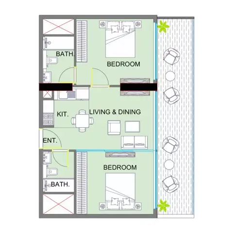 Colibri Views: Floor plan Type 1, 910 sq ft
