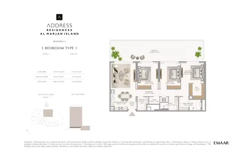 أدرس ريزيدنسز جزيرة المرجان: مخطط الطابق Type Building 2-1-106, 2,082 sq ft