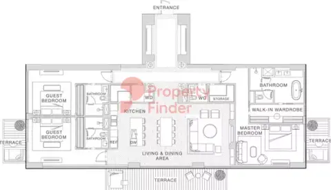 Nobu Hotel & Residences Al Marjan Island: Type A, 2,551 sq ft 户型图