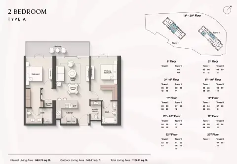 Soto Grande: Floor plan Type A, 1,127 sq ft