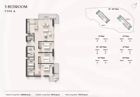 Soto Grande: Floor plan Type A, 1,744 sq ft