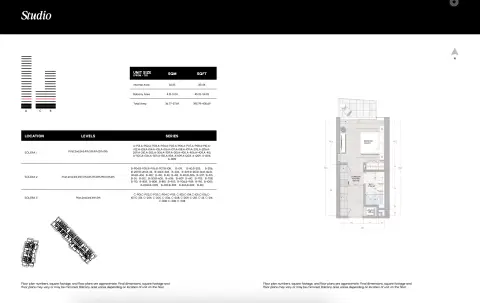 سوليرا داون تاون مينا: مخطط الطابق Type A, 395 sq ft