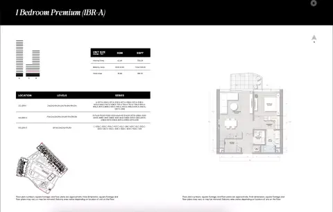 سوليرا داون تاون مينا: مخطط الطابق Type A, 801 sq ft