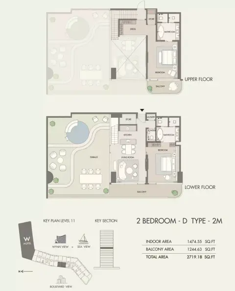 W Hotel & Residences: Plattegrond Type G, 2,719 sq ft