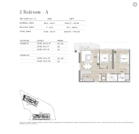 Skai: Floor plan Type A, 1,204 sq ft