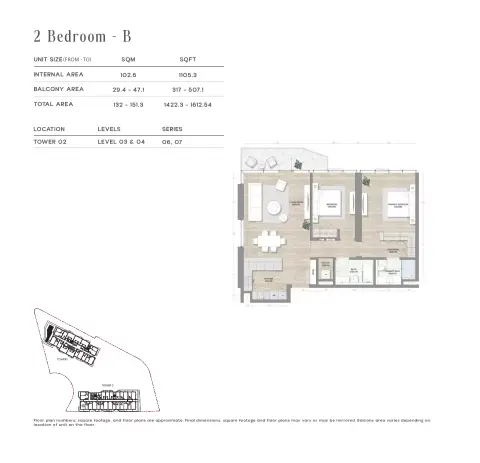 Skai: Floor plan Type B, 1,422 sq ft
