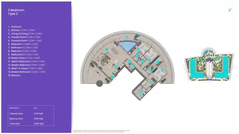 Trio Isle Queen B: Floor plan Type 1, 2,845 sq ft