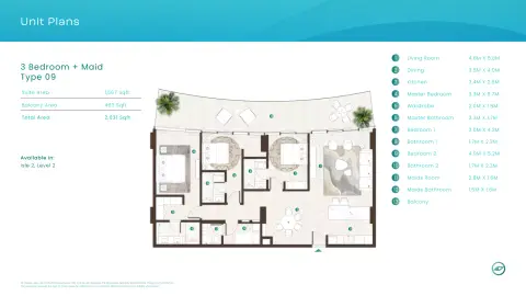 La Mer By Elie Saab: Plattegrond Type 09, 2,031 sq ft