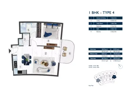 Radisson Blu Hotel & Residences: Plattegrond Type 4, 610 sq ft