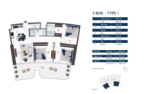 Radisson Blu Hotel & Residences: Plattegrond Type 1, 1,373 sq ft