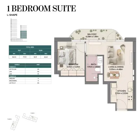 ميراسول المرحلة 2 من راك العقارية: مخطط الطابق Type 3, 564 sq ft