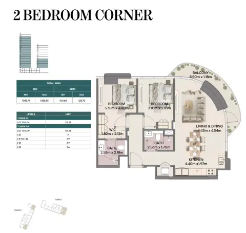 ميراسول المرحلة 2 من راك العقارية: مخطط الطابق Type 8 Corner, 1,083 sq ft