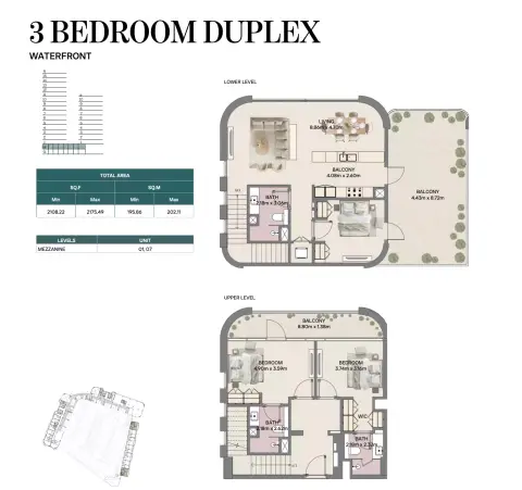 ميراسول المرحلة 2 من راك العقارية: مخطط الطابق Type 9 DU Waterfront, 2,108 sq ft